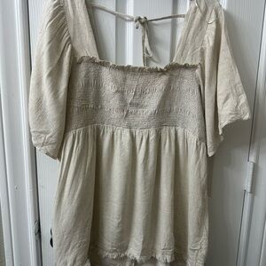 Umgee Beige Smocked Blouse